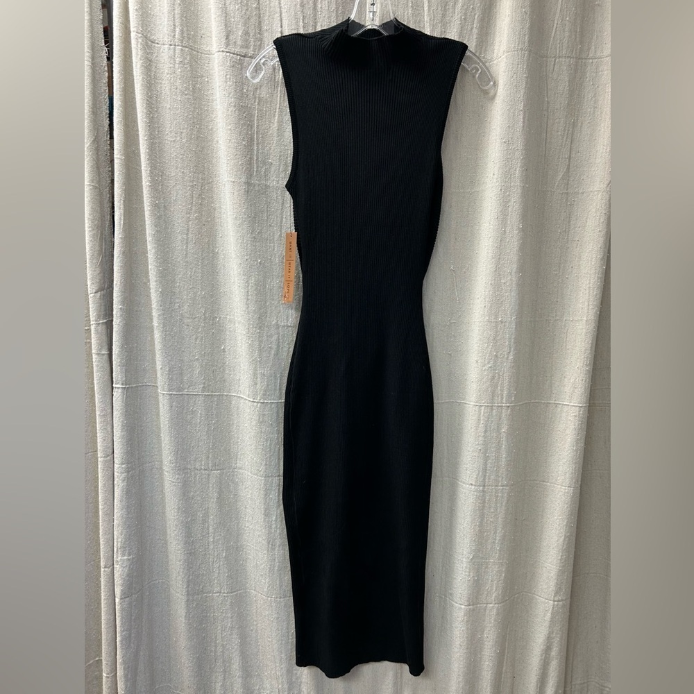 Almost Famous NWT Ribbed Bodycon Dress Women Small Black Knee Length/ size S